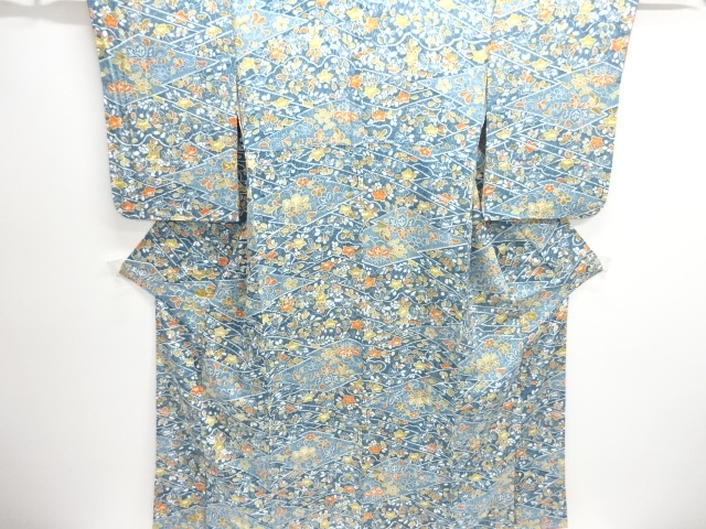 JAPANESE KIMONO / KOMON / CHIRIMEN / MATSUKAWABISHI & FLOWER 